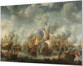 Wandpaneel Slag bij Ter Heijde van Jan Abrahamsz  | 100 x 70  CM | Zwart frame | Akoestisch (50mm)