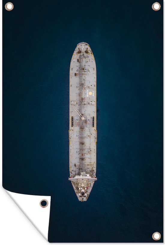 Tuindecoratie Groot schip op de blauwe zee - 40x60 cm - Tuinposter - Tuindoek - Buitenposter