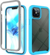 iPhone XS Max Full Body Hoesje - 2-delig Rugged Back Cover Siliconen Case TPU Schokbestendig - Apple iPhone XS Max - Transparant / Lichtblauw