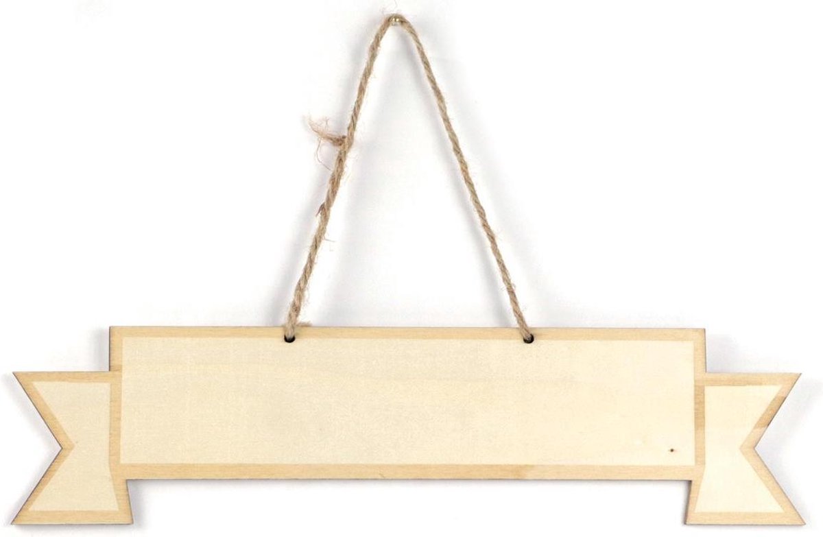 Graine Creative houten ophangbordje vlag 33x8 cm decoratie.