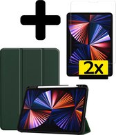 iPad Pro 2021 11 inch Hoes Book Case Cover Met 2x Screenprotector En Pencil Houder - Donker Groen