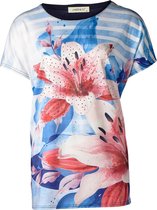 Dames shirt gestreept met bloem marine | Maat L/XL