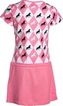 Meisjes jurk paarden/ruit roze | Maat 92/2Y