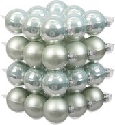 72x Kerstversiering kerstballen mintgroen (oyster grey) van glas - 6 cm - mat/glans - Kerstboomversiering