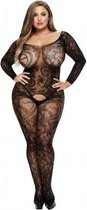 Baci - Longsleeve Crotchless Bodystocking Queen Size