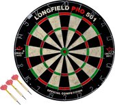 Dartbord set compleet van diameter 45.5 cm met 3x dartpijlen van 25 gram - Longfield professional - Darten