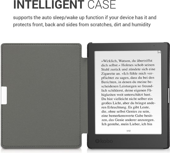 kwmobile e-reader hoesje geschikt voor Kobo Aura Edition 1 hoes - E reader flip case met magnetische sluiting - Ereader cover - Sterrenstelsel en Boom design in blauw / grijs / zwart van Merkloos — afbeelding 3