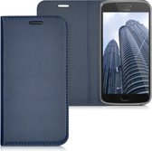 kwmobile hoesje voor Motorola Moto G5 Plus - Flip cover van imitatieleer - Smartphone beschermhoes in donkerblauw