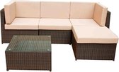 Loungeset Hoek 3/4 Persoons Wicker met Tafel bruin TINTO