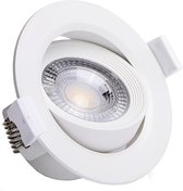LED Spot - Inbouwspot - Igia Nilona - 5W - Helder/Koud Wit 6500K - Rond - Kantelbaar - Mat Wit - Aluminium