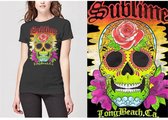 Sublime Dames Tshirt -S- Colour Skull Zwart