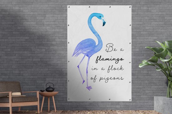 Décoration murale Blauw - Violet - Flamingo - 120x180 cm - Poster de jardin - Toile de jardin