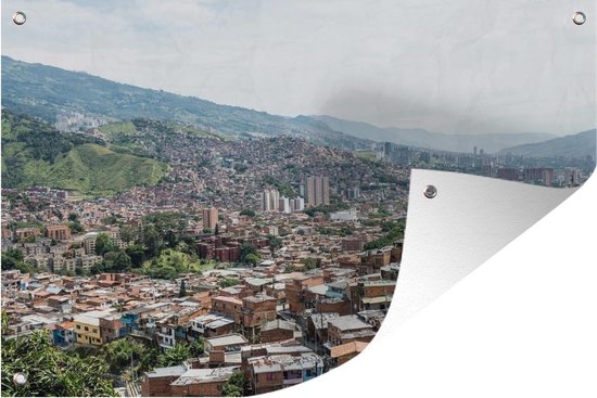Het bergachtige landschap van Medellín in Colombia - Tuindoek
