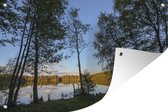 Tuindecoratie Silhouetten van bomen in het Nationaal park Tiveden in Zweden - 60x40 cm - Tuinposter - Tuindoek - Buitenposter