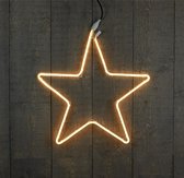Set van 2x stuks verlichte neon sterren/kerststerren decoratie 200 lampjes warm wit 54 cm - Verlichte hangdecoraties