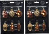 12x stuks glazen kersthangers bos thema 5,6 cm kerstornamenten - Kerstversiering ornamenten/kerstboomversiering