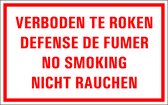 Verboden te roken tekstbord - kunststof - viertalig 200 x 125 mm