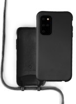 Coverzs Silicone case met koord - Telefoonhoesje met koord - Backcover hoesje met koord - touwtje - Samsung S20 Plus - zwart