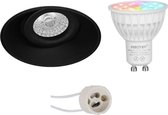 Mi-Light MiBoxer - LED Spot Set GU10 - Smart LED - Wifi LED - Slimme LED - 4W - RGB+CCT - Aanpasbare Kleur - Dimbaar - Luxino Nivas Pro - Inbouw Rond - Mat Zwart - Trimless - Kantelbaar - Ø15