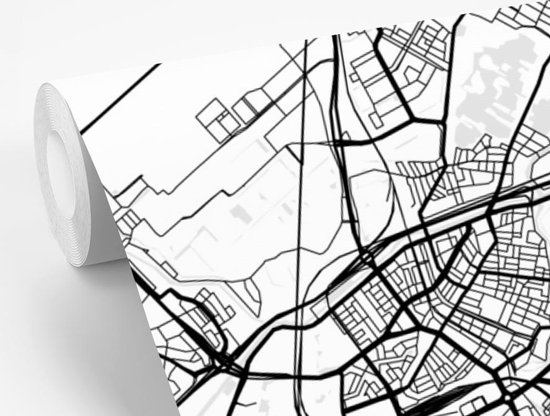 Papier peint - Carte Papier peint photo - Rotterdam - Zwart - Wit - Largeur 240 cm x hauteur 240 cm