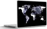Laptop sticker - 12.3 inch - Wereldkaart - Zwart - Wit - Wereldbol - 30x22cm - Laptopstickers - Laptop skin - Cover