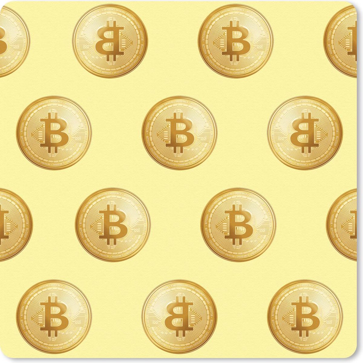 Muismat 30x30 cm - Mousepad Bitcoin - Goud - Patronen - Geel - Muismatten