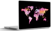 Laptop sticker - 11.6 inch - Wereldkaart - Waterverf - Roze - 30x21cm - Laptopstickers - Laptop skin - Cover