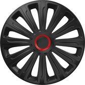 Wieldoppen 13 inch - Trend Zwart & Rood - 4 stuks