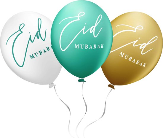 Ramadan decoratie: Eid mubarak ballonnen mintgroen