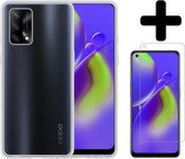 Oppo A74 4G Hoesje Transparant Siliconen Case Met Screenprotector - Oppo A74 Case Hoesje - Oppo A74 4G Hoes Cove Met Screenprotectorr - Transparant