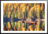 Poster Met Zwarte Lijst - Braies Meer Poster