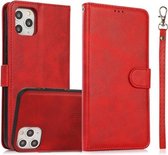 Kalf Textuur 2 in 1 Afneembare Magnetische Achterkant Horizontale Flip Leren Hoes Met Houder & Kaartsleuven & Portemonnee & Fotolijst Voor iPhone 11 Pro Max (Rood)