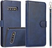Voor Samsung Galaxy S10 Kalf Textuur 2 in 1 Afneembare Magnetische Achterkant Horizontale Flip Lederen Case met Houder & Kaartsleuven & Portemonnee & Fotolijst (Blauw)
