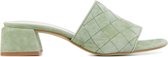 Mace Slippers Dames Sandalen / Instappers / Damesschoenen - Suède - Blokhak - M1105 - Groen - Maat 41