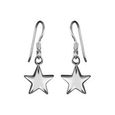 Zilveren oorbellen | Hangers | Zilveren oorhangers met ster