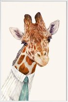 JUNIQE - Poster in kunststof lijst Mr Giraffe -40x60 /Bruin & Ivoor