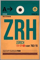 JUNIQE - Poster met kunststof lijst Zurich -20x30 /Groen & Oranje