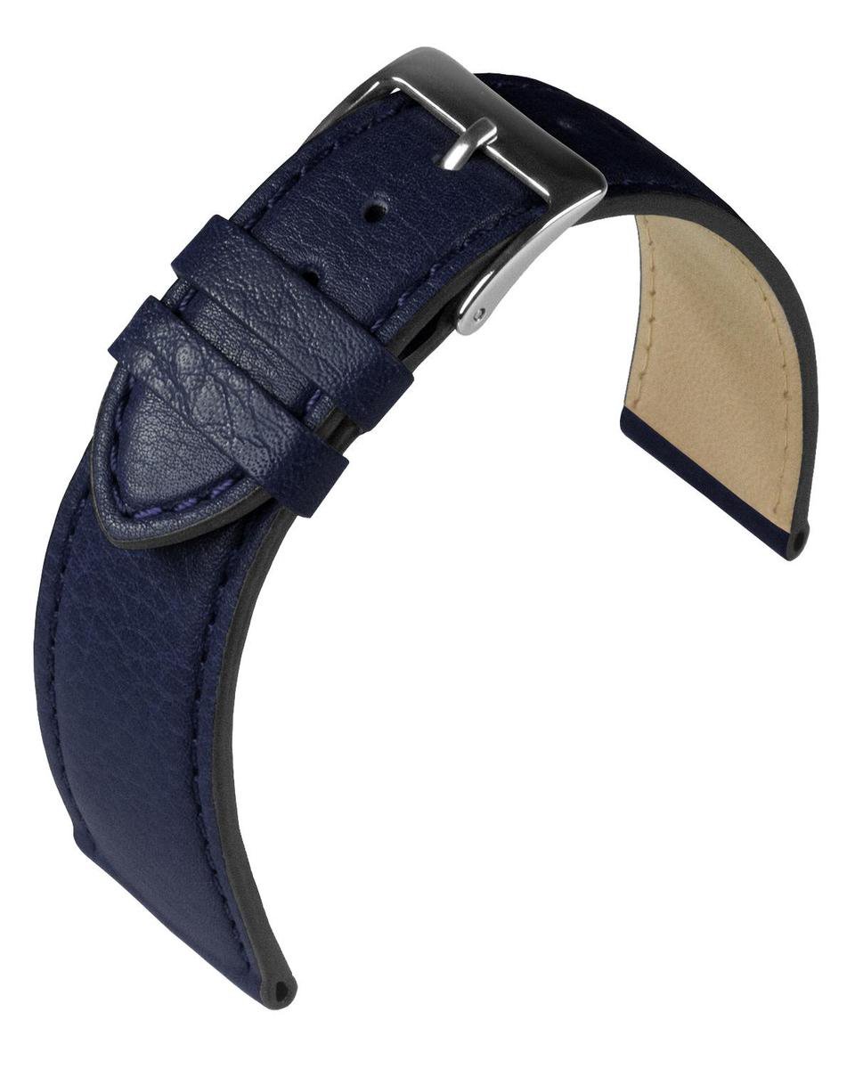 EULIT horlogeband - leer - 18 mm - blauw - metalen gesp - Eulit