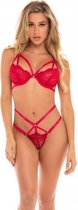 Verleidelijke Kanten 2 Delige BH Set - Rood - S/M