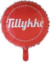 Wefiesta Folieballon Tillykke 45,5 Cm Rood/wit