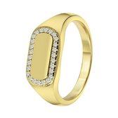 Lucardi Dames Gerecyclede goldplated ring zirkonia - Ring - Cadeau - Moederdag - Echt Zilver - Goudkleurig