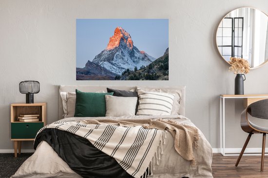 Poster Le Cervin en Suisse au lever du soleil 120x80 cm - Tirage photo sur Poster (décoration murale salon / chambre)