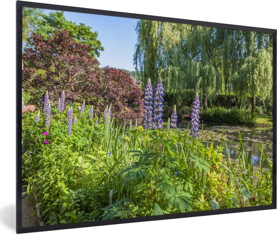 Fotolijst incl. Poster - Tuin met kleurrijke kleuren in de Franse tuin van Monet in Europa - 60x40 cm - Posterlijst