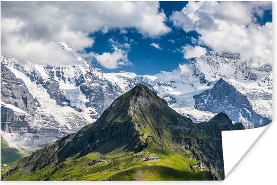 Poster Uitzicht op de Mönch en Jungfrau bij Zwitserse Eiger - 30x20 cm
