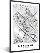 Fotolijst incl. Poster - Stadskaart - Maarssen - Grijs - Wit - 60x90 cm - Posterlijst - Plattegrond