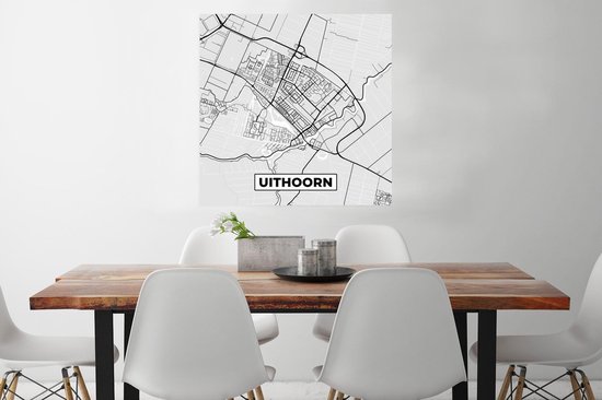 Affiche Plan de ville - Uithoorn - Grijs - Wit - 75x75 cm - Carte