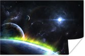 Kleurrijke afbeelding van planeten in de hemel poster 60x40 cm - Foto print op Poster (wanddecoratie woonkamer / slaapkamer)