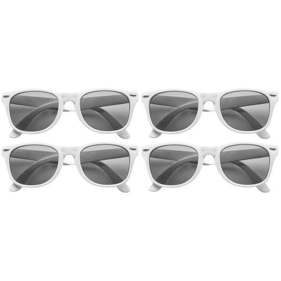12x stuks zonnebril wit - UV400 bescherming - Zonnebrillen voor dames/heren