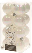 48x Parelmoer witte kunststof kerstballen 4 cm - Mat/glans - Onbreekbare plastic kerstballen - Kerstboomversiering parelmoer wit