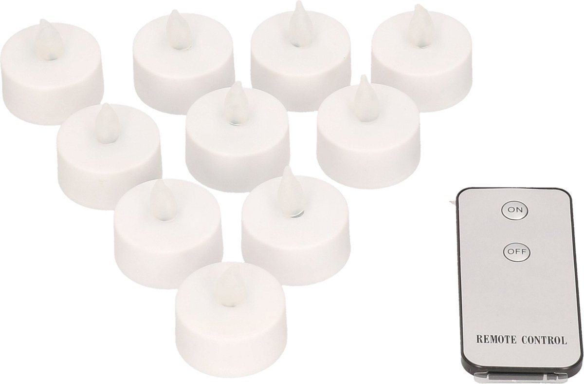 Anna's Collection LED waxinelichtjes - 10x st - vlam - D4 cm - afstandsbediening - theelichtjes Geel